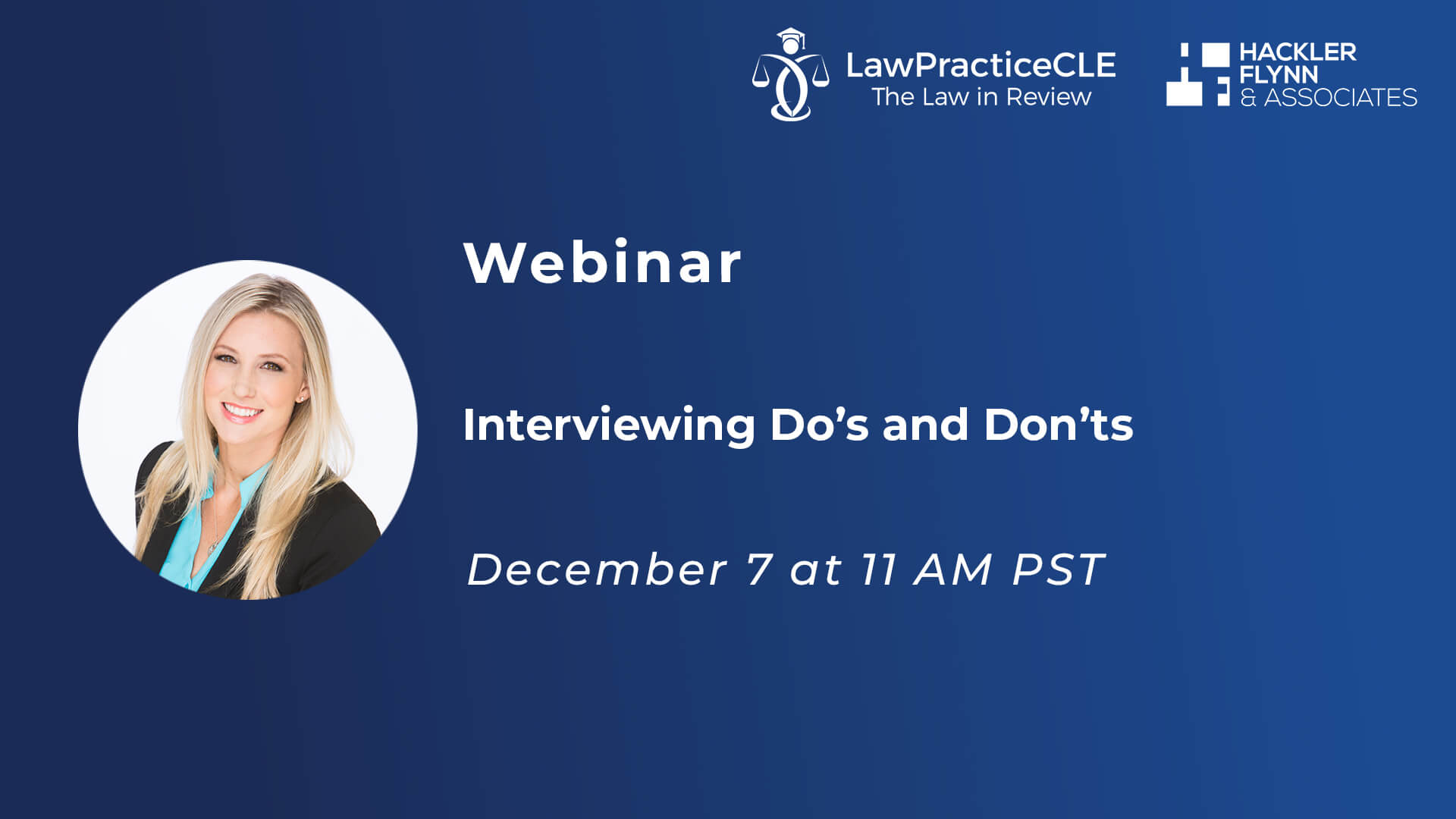 Promotional banner for a Webinar by MyCPE and Hackler Flynn & Associates