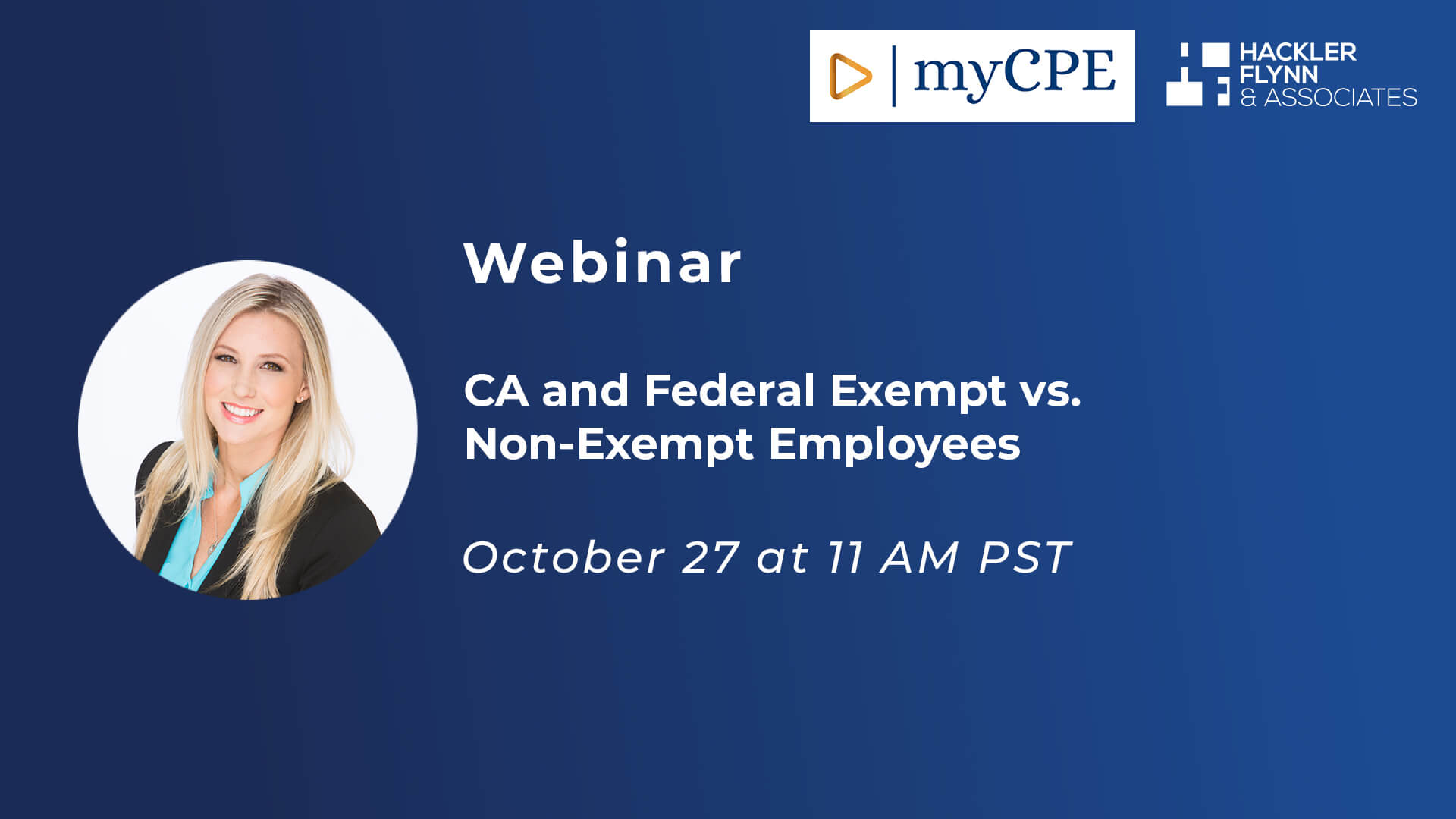 Promotional banner for a Webinar by MyCPE and Hackler Flynn & Associates