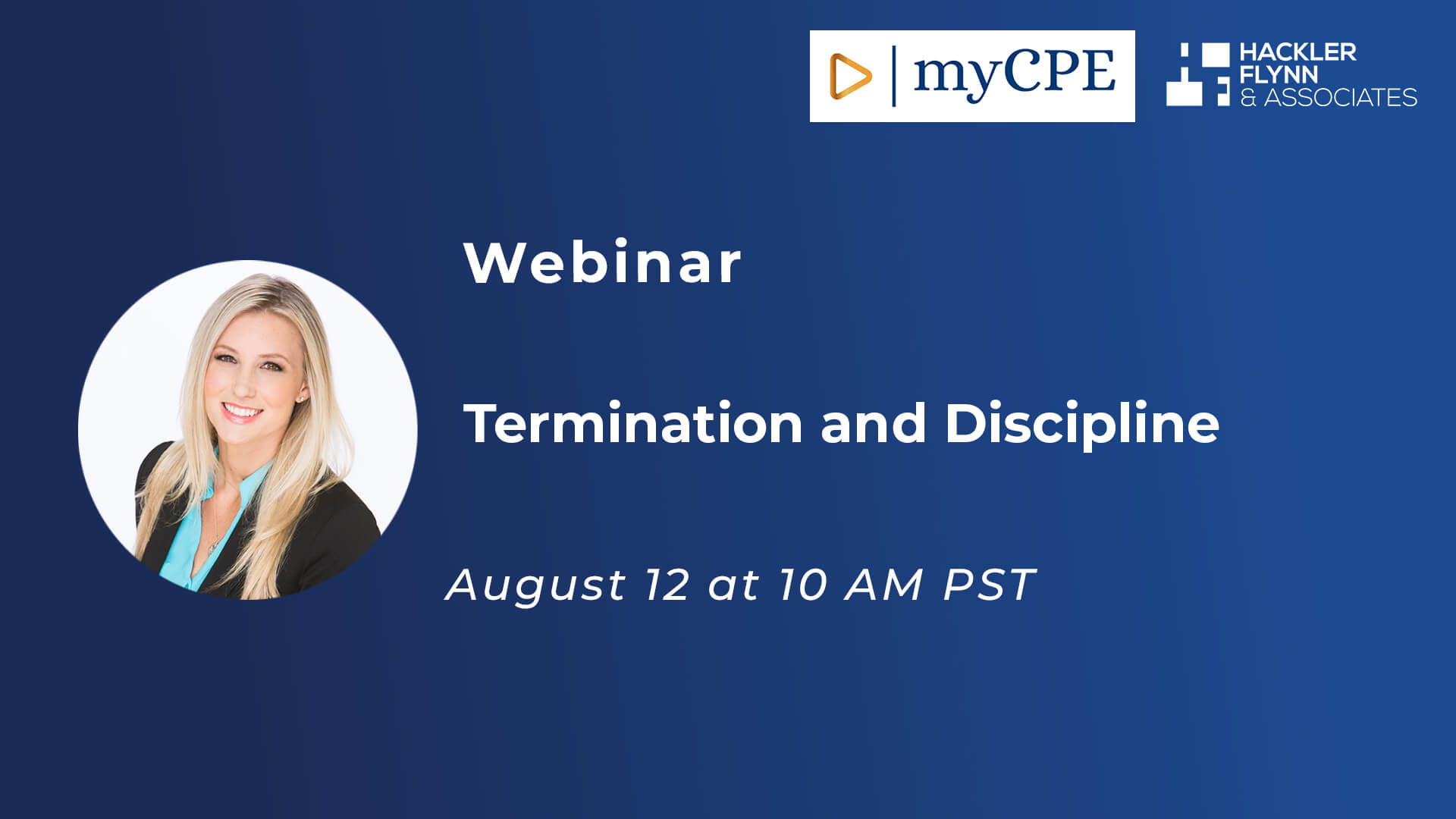 Promotional banner for a Webinar by MyCPE and Hackler Flynn & Associates